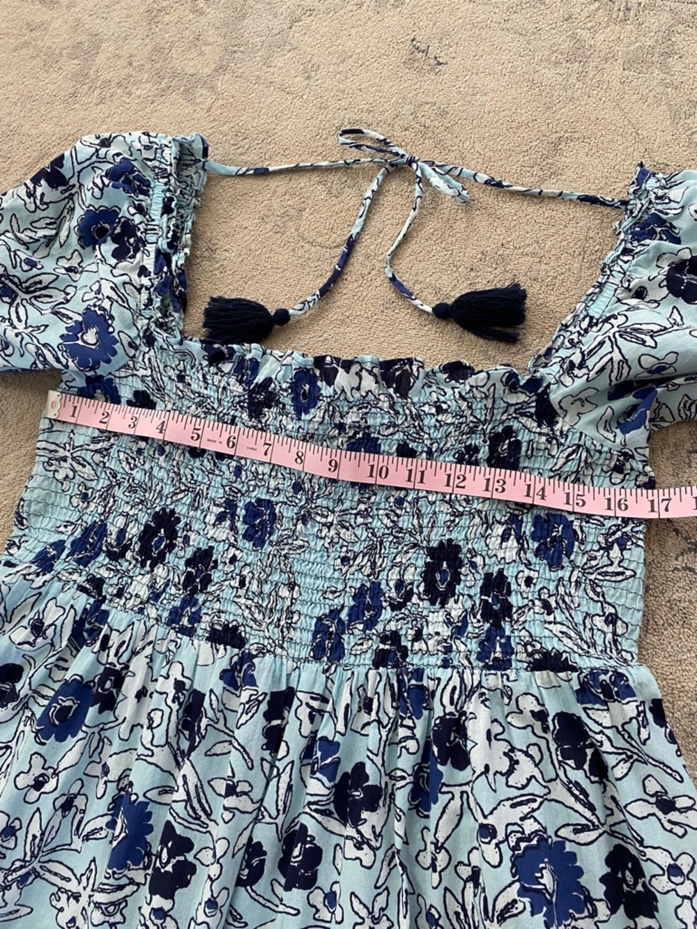 Ro's Garden Venus Midi Dress Benjamin Blue Floral Large Cotton Cottagecore - Picture 12 of 13